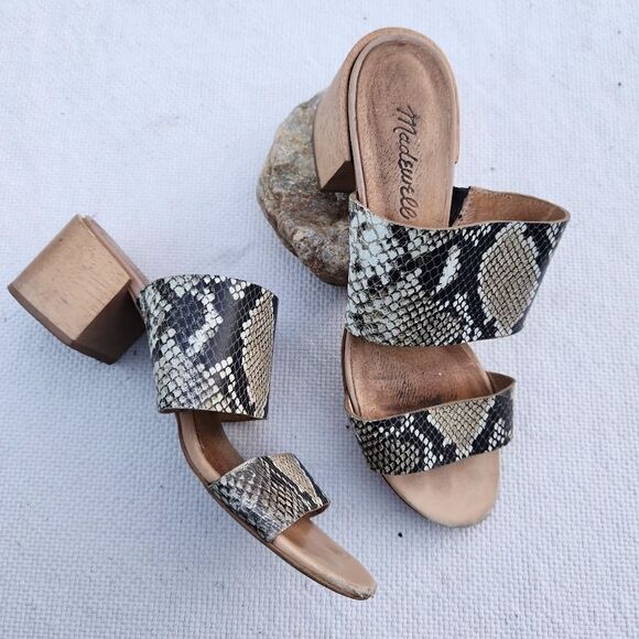 Madewell Kiera block heel reptile leather sandals - Picture 1 of 6